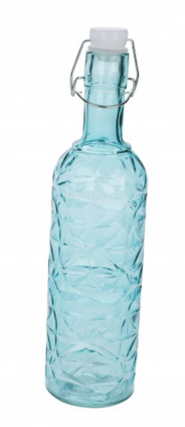 Deko Glasflasche türkis mit Bottlelight